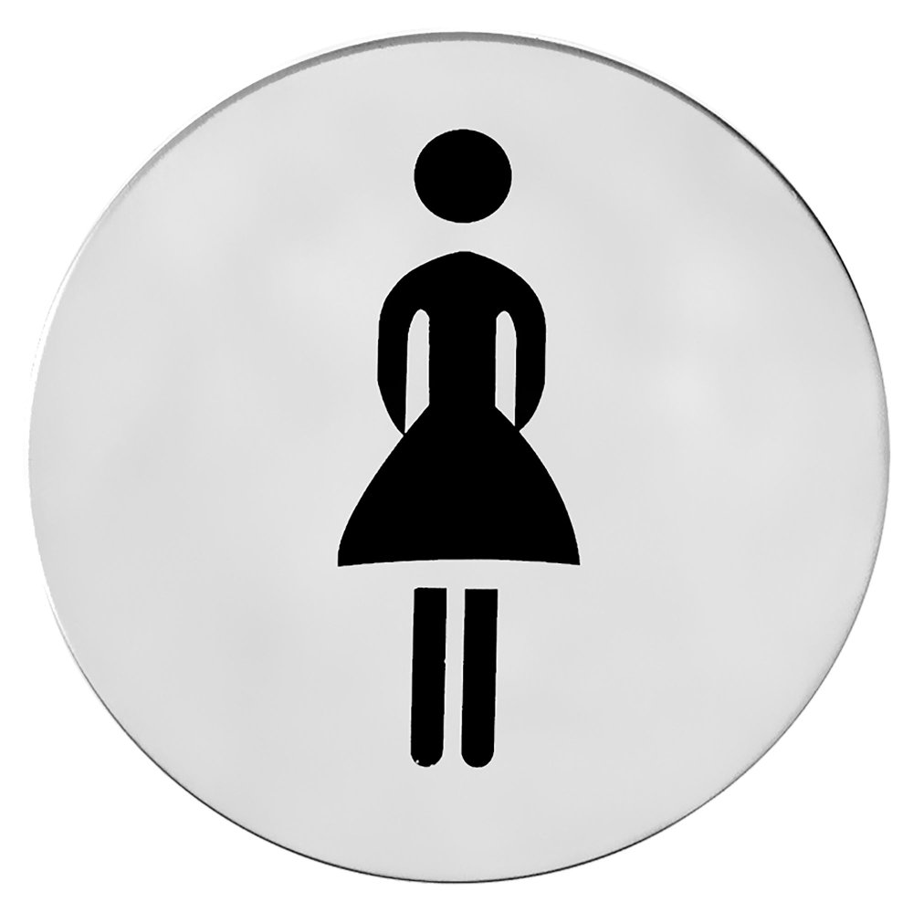 Piktogram WC dámy kulatý samolepicí nerez