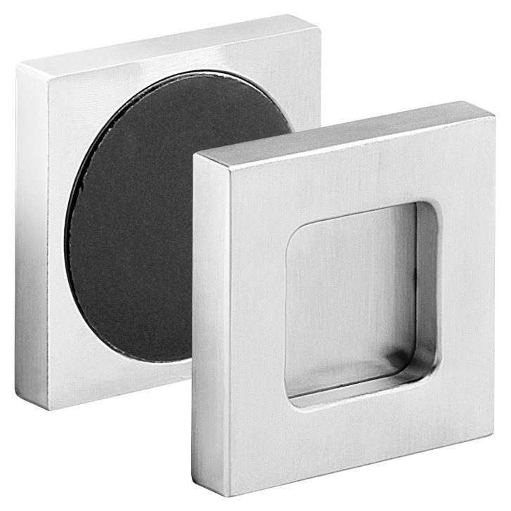Mušle pro skleněné posuvné dveře čtvercová samolepicí nerez 70 × 70 mm